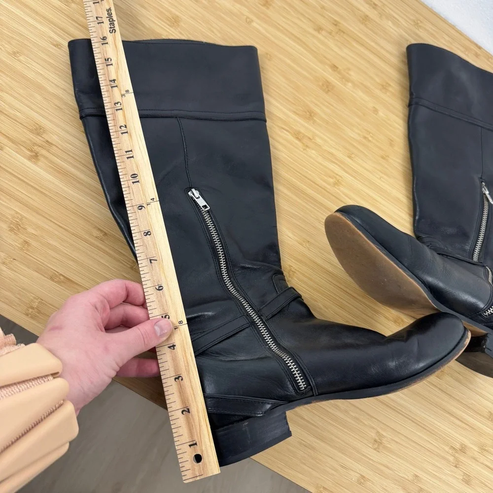 COACH Micha Black Leather Knee High Boots‎ Wide Calf Size 9.5 B A6848